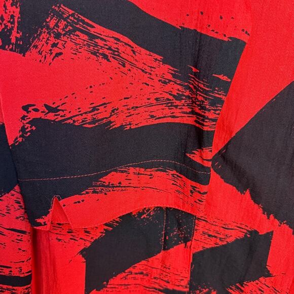 Ali Miles Red and Black Artsy Abstract Print Button Down Lagenlook Shirt size L - Picture 11 of 12